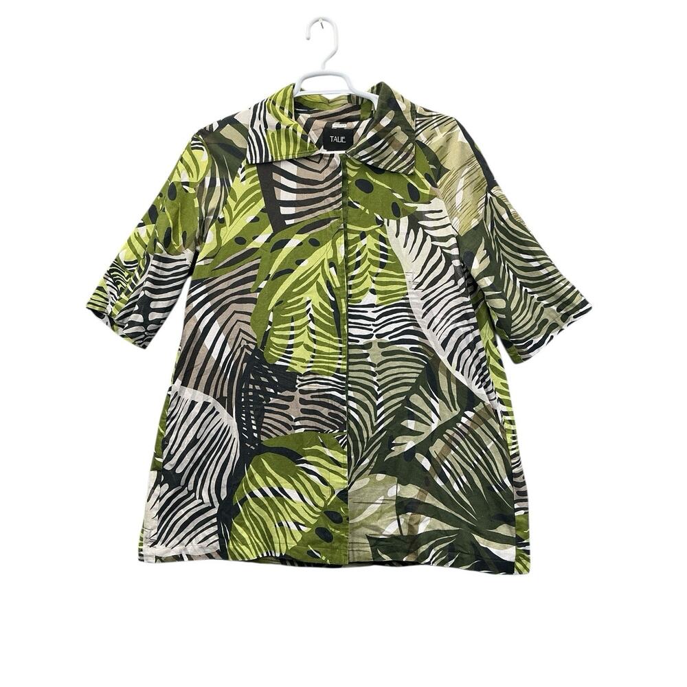 TALIE Linen Cardigan Blaze Jacket Long Sleeve Size Large Green Multicolor